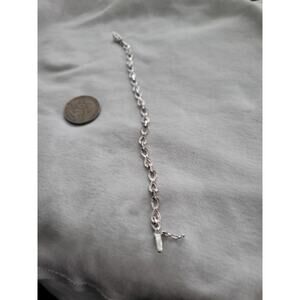 7 1/2" Sterling Silver rope infinity Chain Bracelet, signed DBT